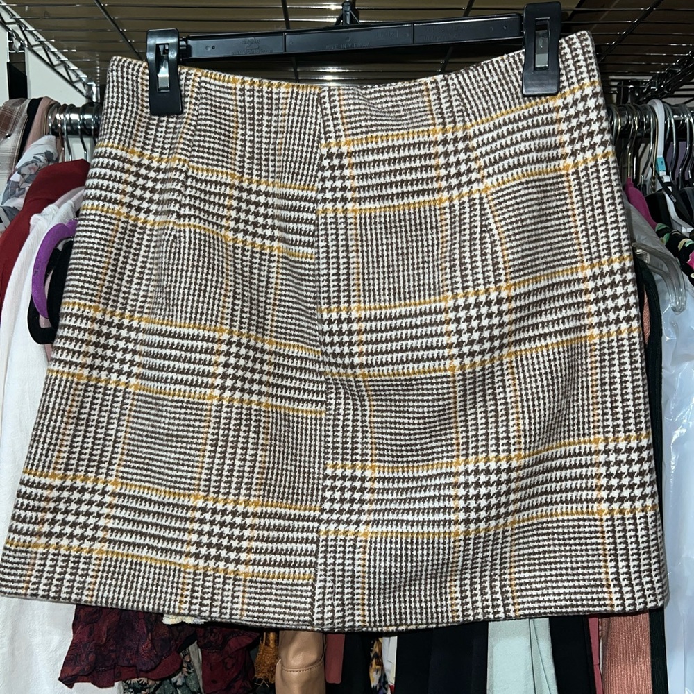 NWT Forever 21 Brown and Yellow Plaid Mini Skirt